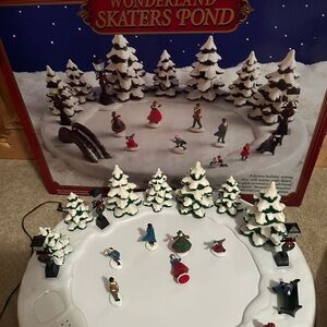 Winter Wonderland Skaters Pond Holiday Scene